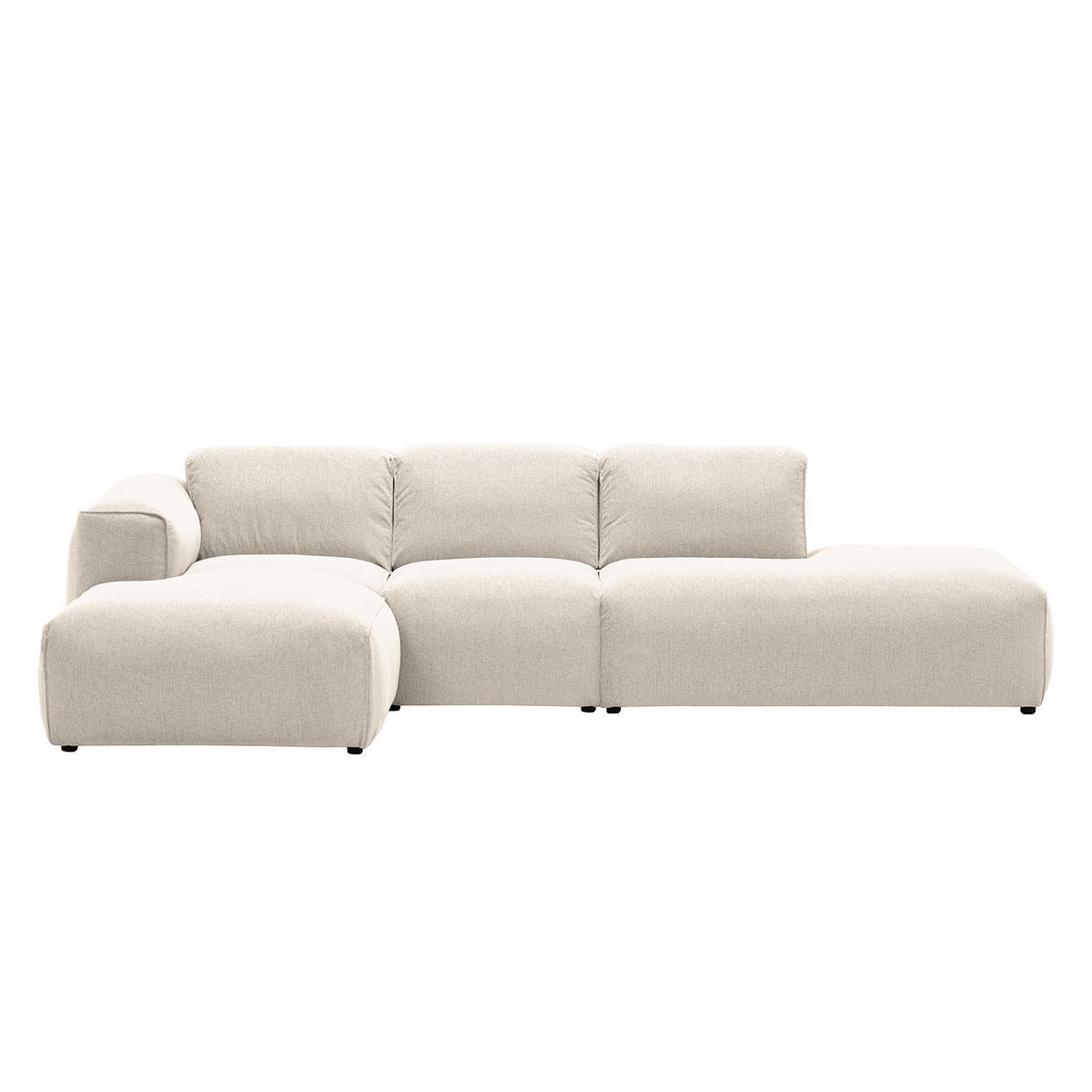 ECKSOFA mit Chaiselongue - Beige/Schwarz, Kunststoff/Textil (290/173cm) - home24
