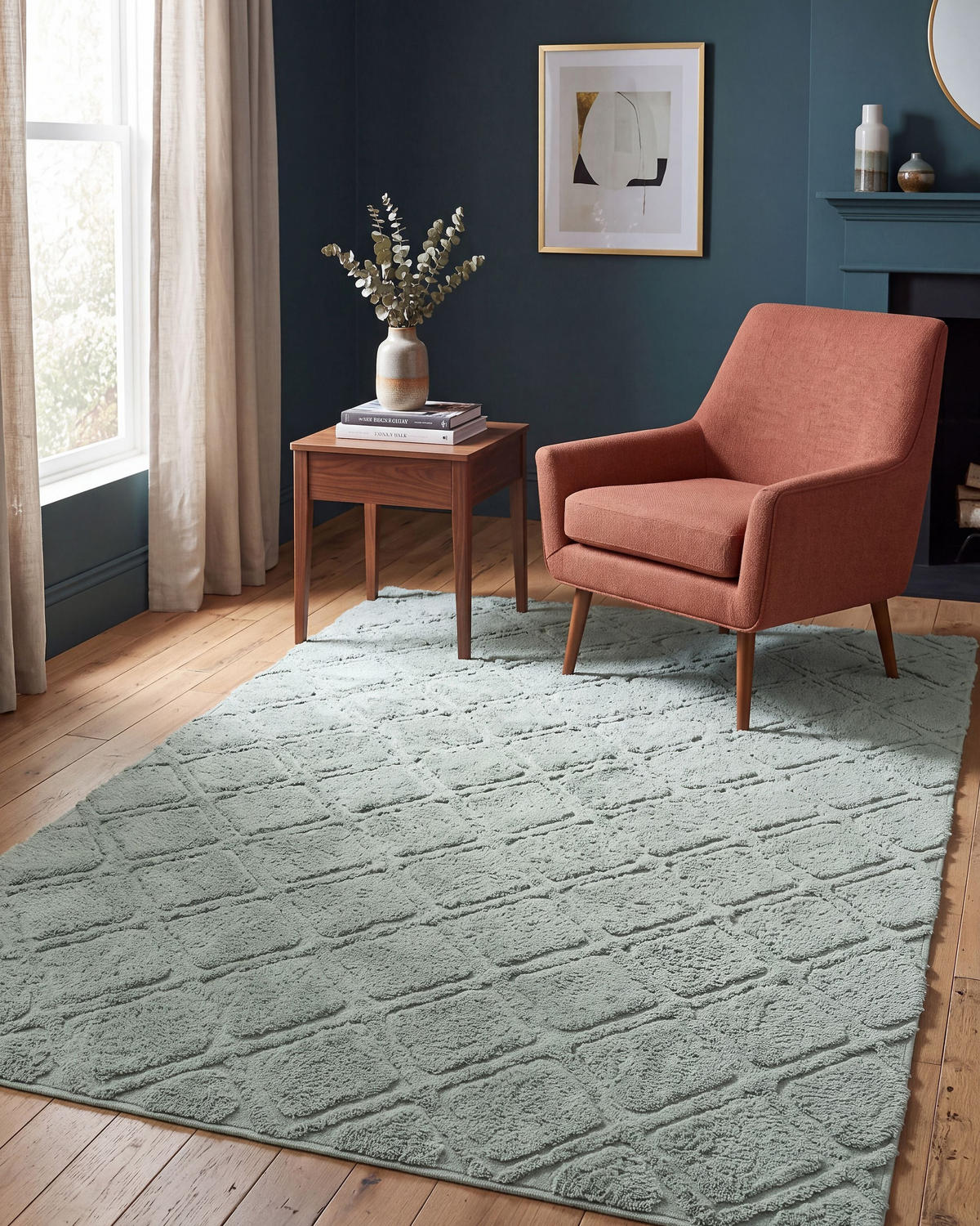 KORTLUGGAD MATTA Hatay 230/160 cm - Grön, Textil (160/230cm) - Beliani
