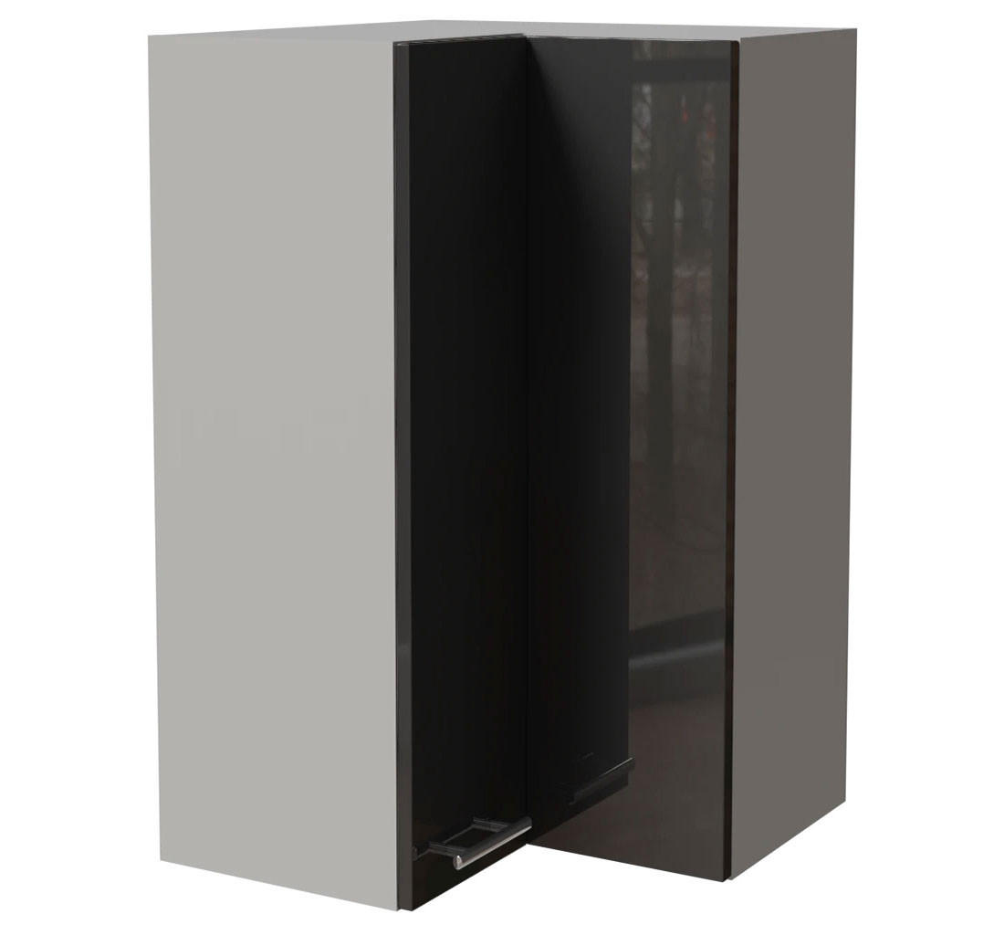 ECKHÄNGESCHRANK Essen W14/60 Graphit Hochglanz / Grau Matt 60 / 60 / 96cm - Graphitfarben/Grau, Holz/Holzwerkstoff (60/96/60cm) - Feldmann-Wohnen