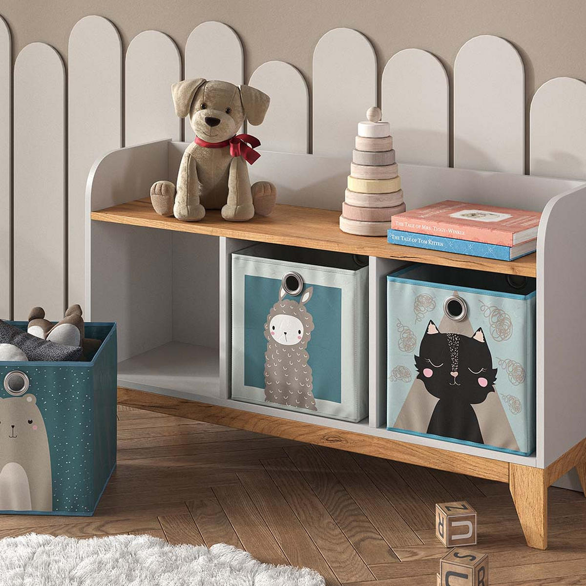 KINDERSITZBANK Malia Weiß 107.2 x 63.8 cm - Eichefarben/Weiß, Holzwerkstoff (107.2/63.8/30.6cm) - VitaliSpa