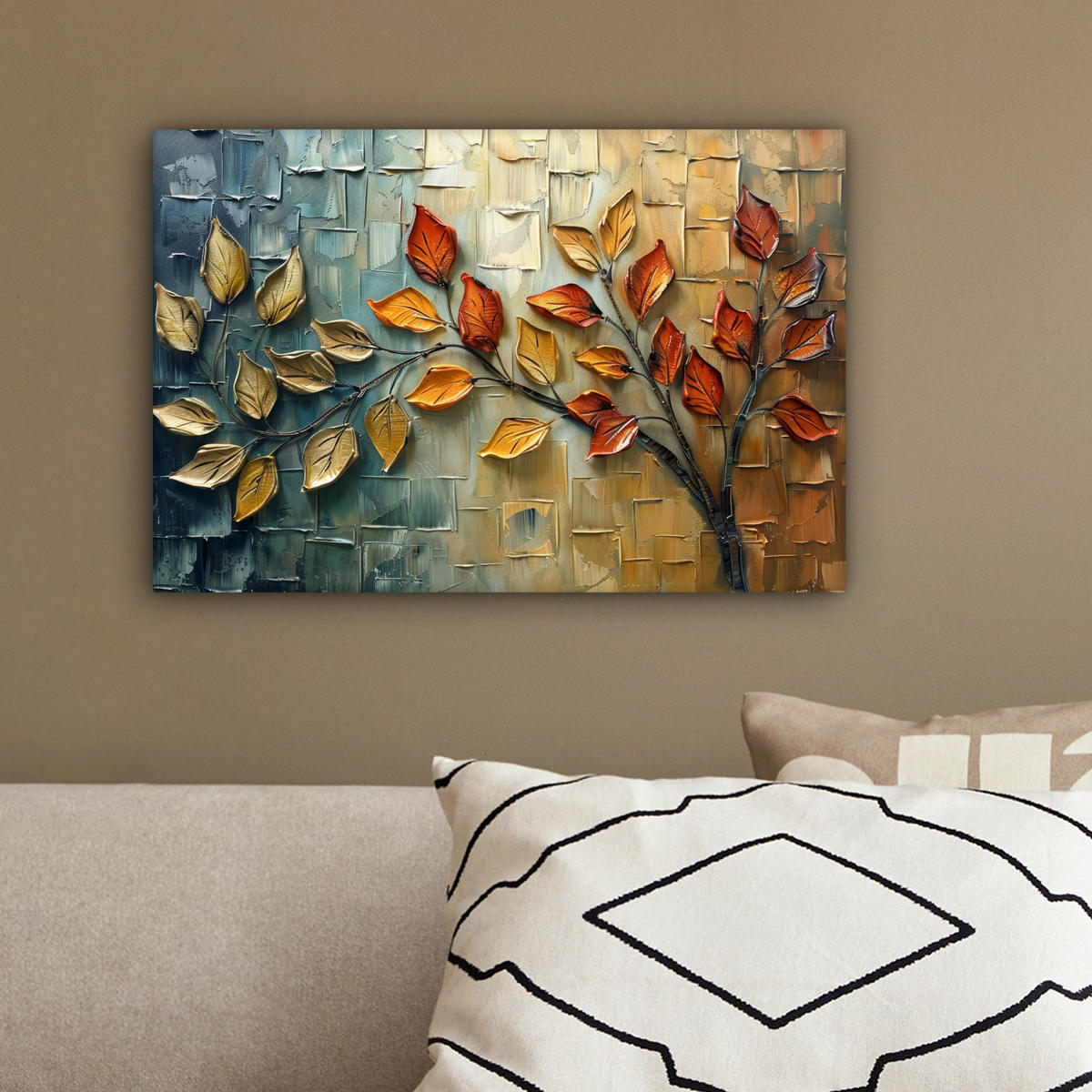 LEINWANDBILD Baum - Abstrakt - Natur - Kunst 30x20 cm - Goldfarben, Textil (30/20cm) - MuchoWow