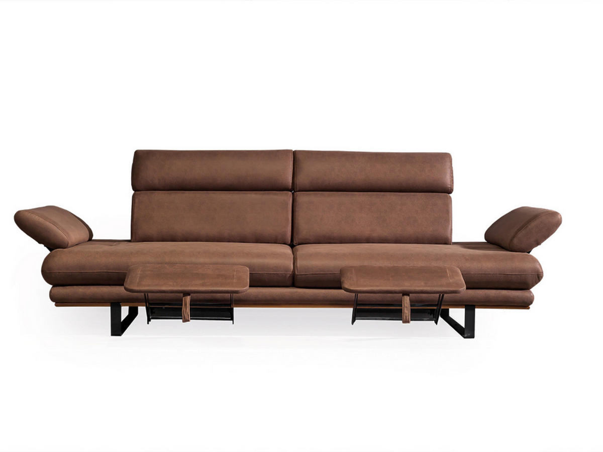 3 Sitzer SOFA Energy Samt Braun - Braun, Textil/Metall (205/80/100cm) - Villa Möbel