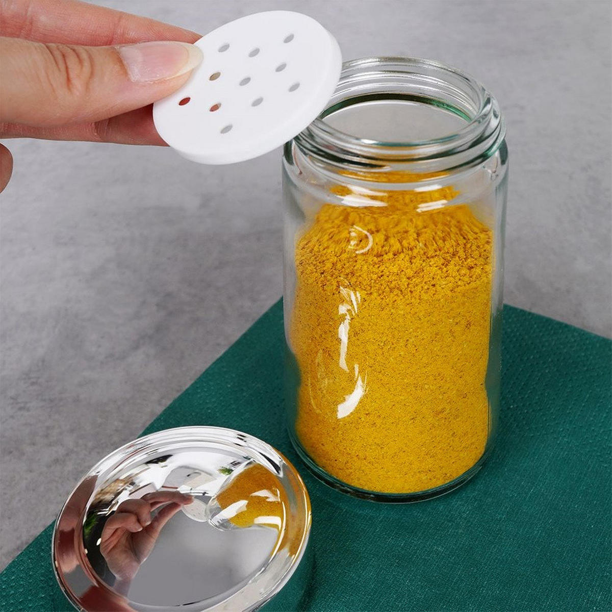 GEWÜRZDOSE Sieb 80 ml Silberfarben - Silberfarben, Glas (4/10/4cm) - Orion 