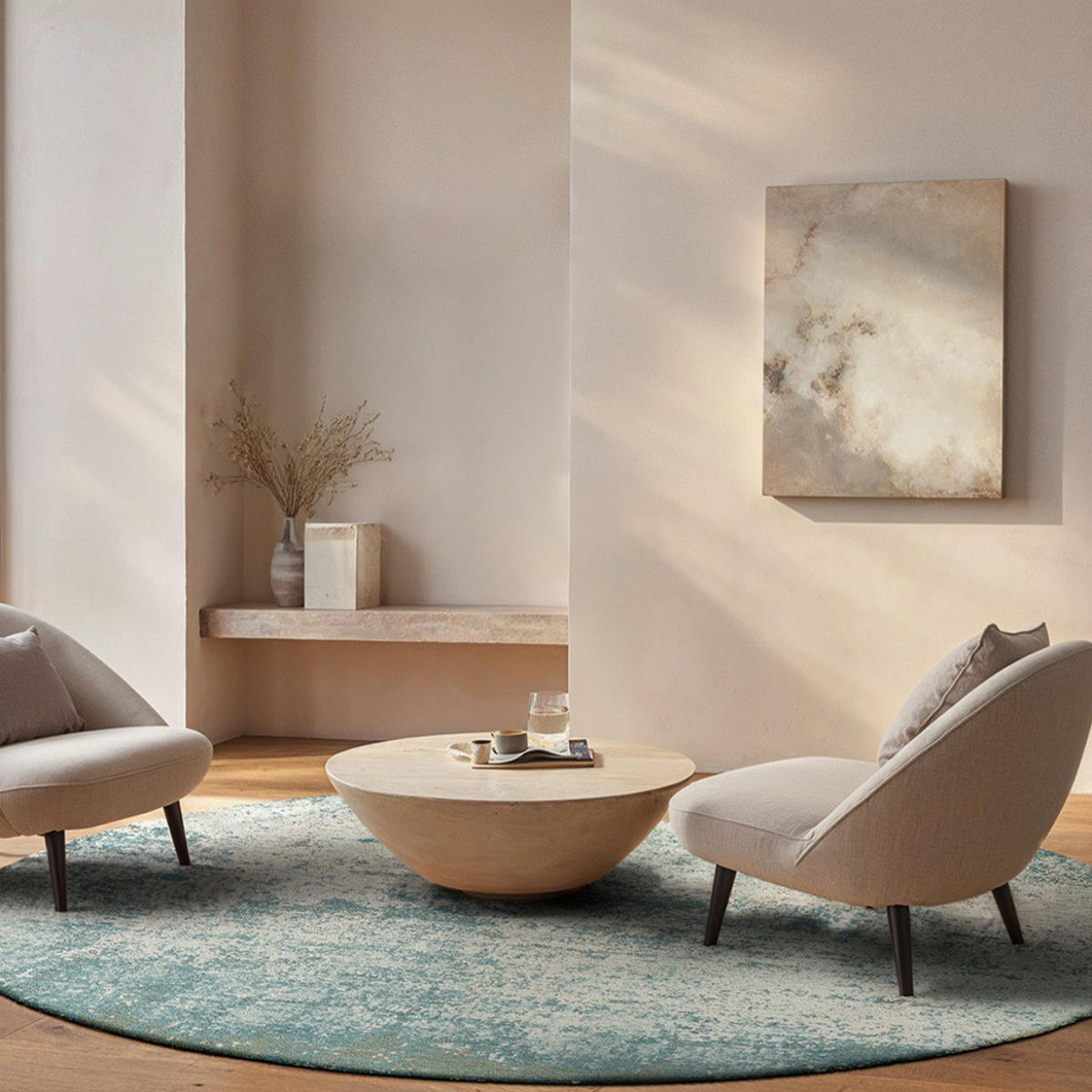 TEPPICH Neptune Mad Men Virgin Land 240/240 cm - Blau, Textil (240/240cm) - Louis De Poortere