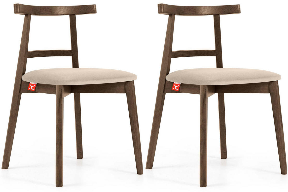 ESSTISCHSTÜHLE LILIO 2 St Vintage, Creme / Lefkas-Eiche - Eichefarben/Creme, Holz/Textil (47/76/45cm) - KONSIMO®