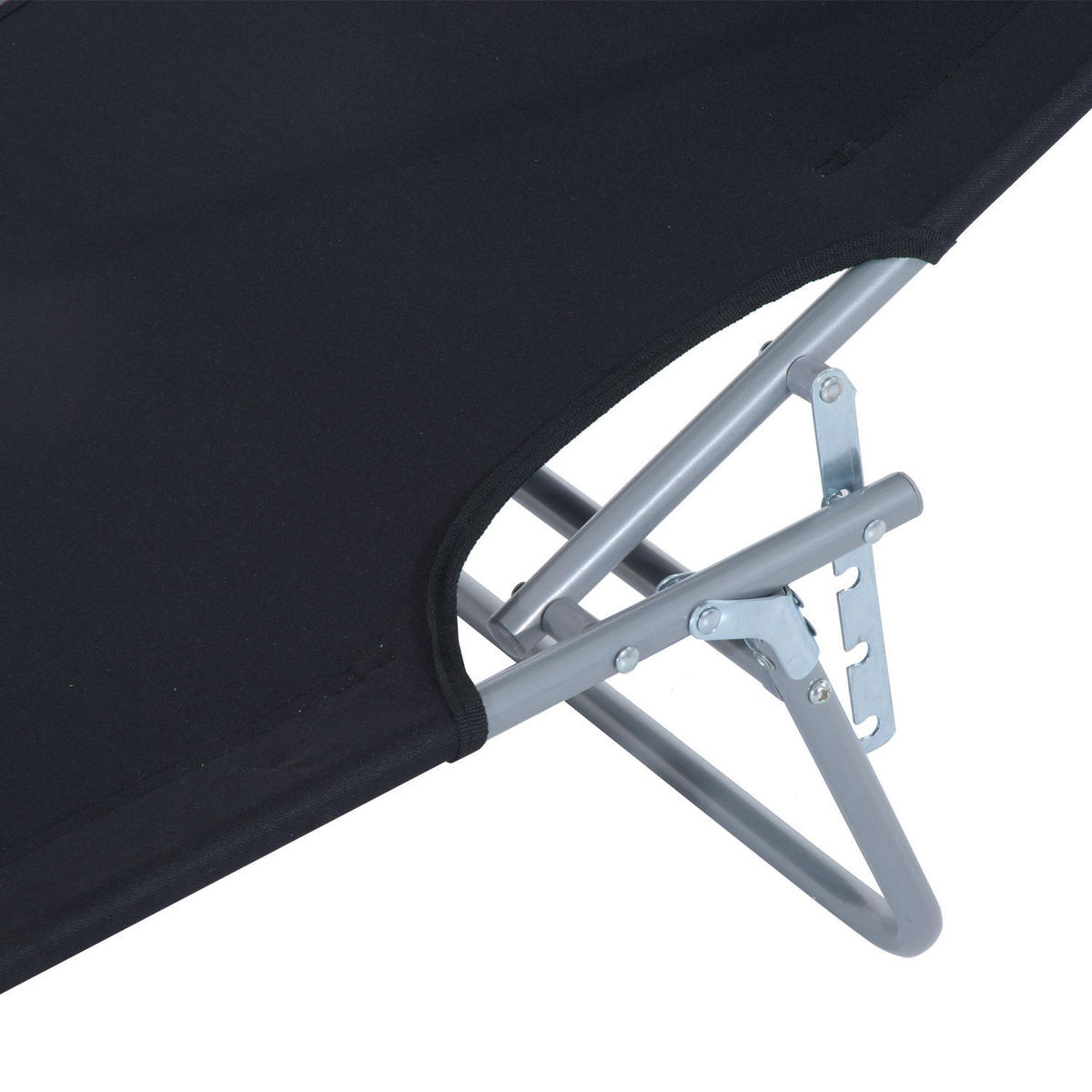 SONNENLIEGE DE-07708 klappbar, mit Sonnenschutz, 4-fach verstellbar Schwarz - Schwarz, Metall (58/27/187cm) - ComfortXL