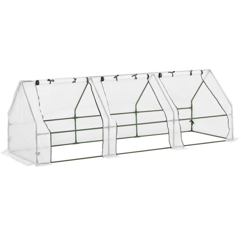 Modfu FÓLIOVNÍK z oceli 270x90x90 cm bílý s rolovacími okny a PE fólií odolnou vůči UV
