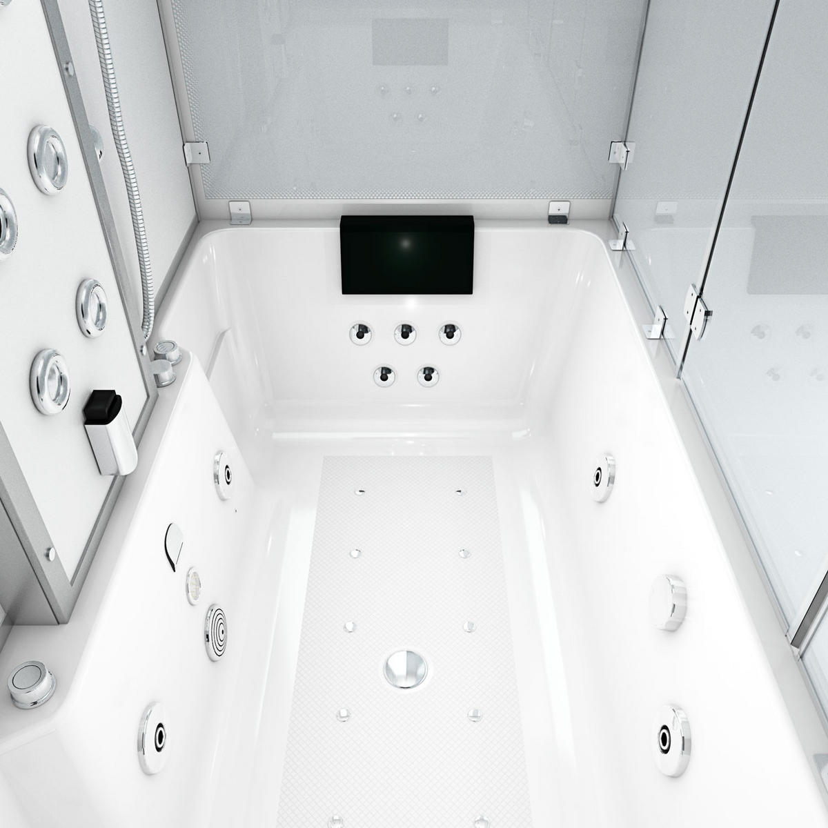 DAMPFDUSCHE Whirlpool K80-WS-TH-A-EC-SC - Weiß, Glas/Kunststoff (100/180/228cm) - AcquaVapore by Sandra Jentho