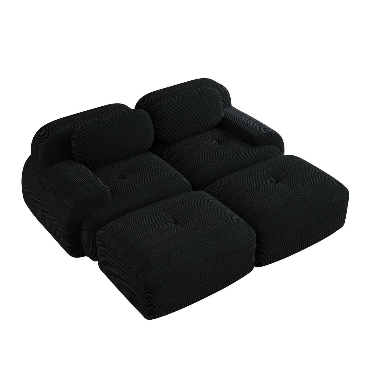 SOFA 2-Sitzer 208/178/75 cm Schwarz - Schwarz, Textil (178/75/208cm)