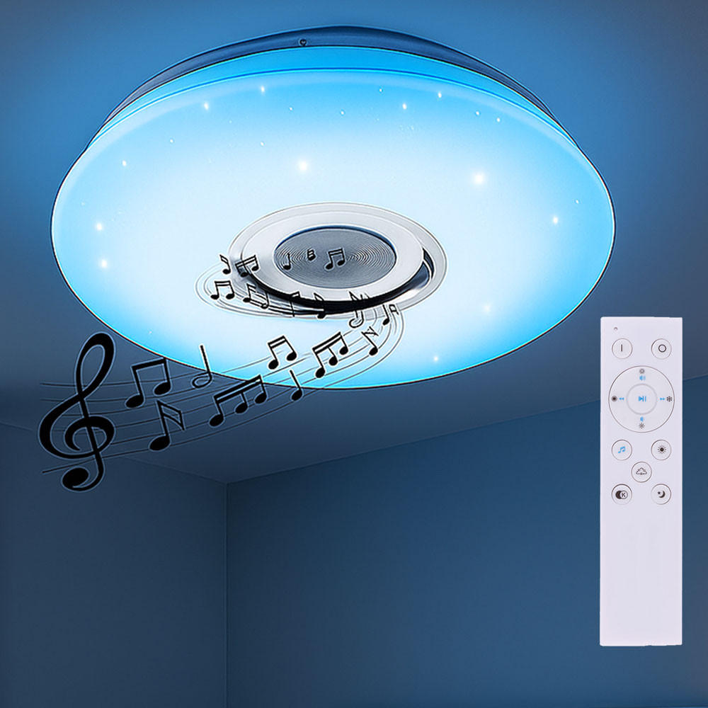 LED DECKENLEUCHTE Weiß mit Bluetooth und Lautsprecher - Weiß, Kunststoff (40/40/7.8cm) - Globo Lighting