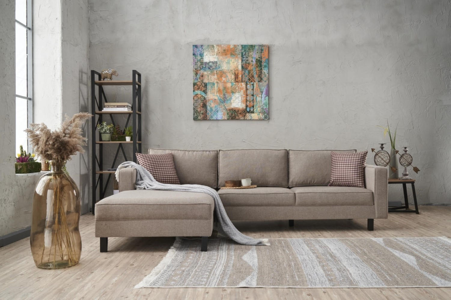 ECKSOFA mit elegantem Leinen-Bezug - Beige/Creme, Buchenholz/Textil (258/187cm) - myHomelando