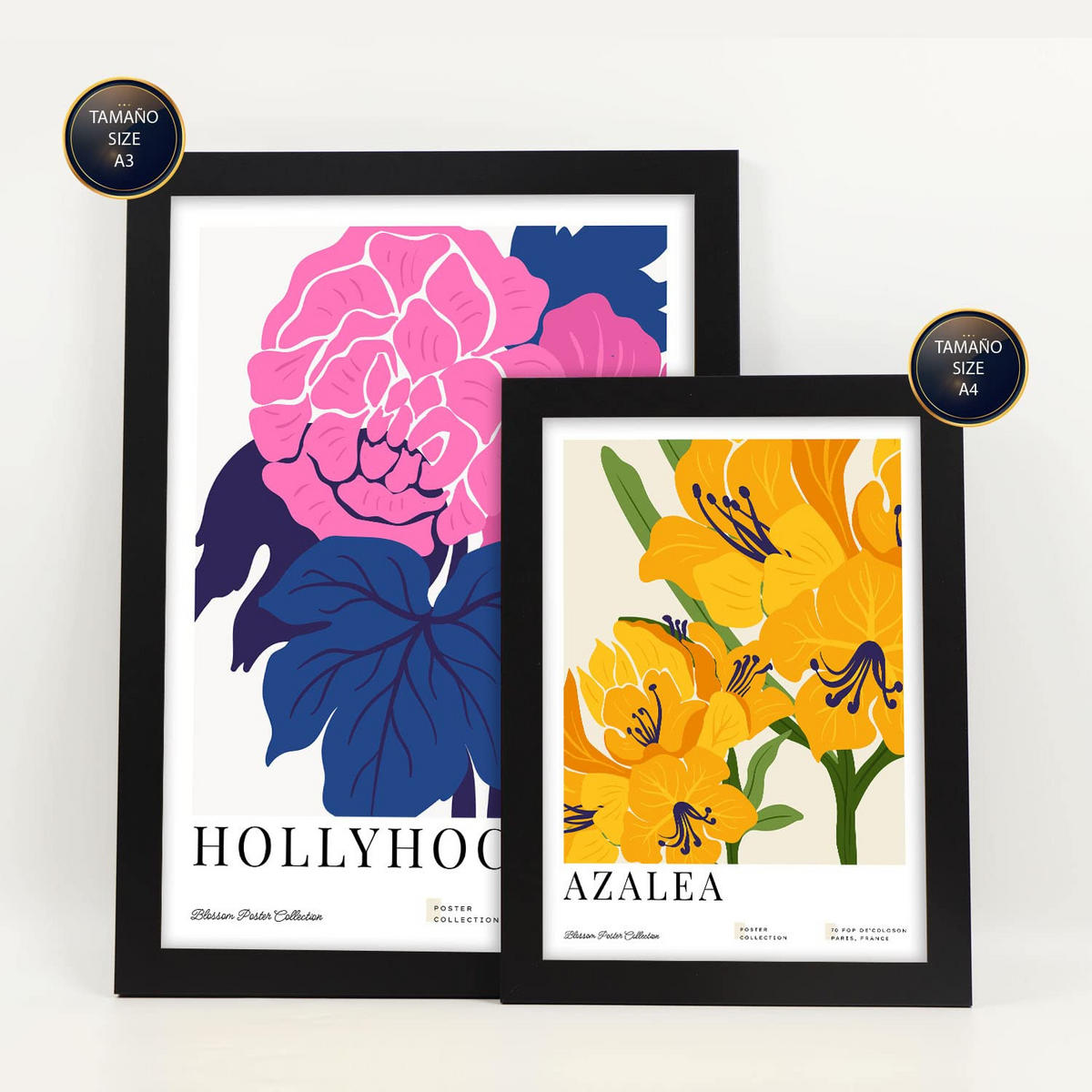 POSTER Set Mit 6 Blumen Gewächshaus Natur Und Botanikdrucke Für Innenarchitektur A3 & A4 Schwarzer Rahmen - Schwarz, Papier (29/3cm) - Nacnic