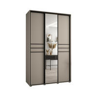 SCHWEBETÜRENSCHRANK 235,2/160/60 3-türig - Kaschmir/Schwarz, Holz/Metall (160/235.2/60cm) - MÖBEL KRYSPOL