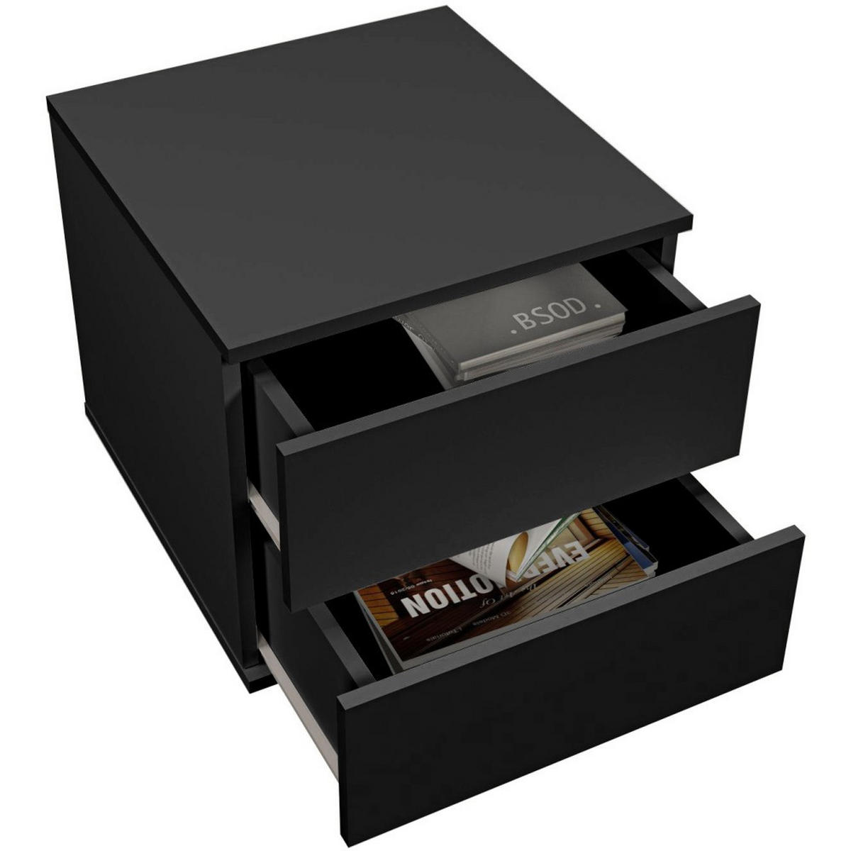 SCHUBKASTENEINSATZ Marpol mit zwei Schubladen, schwarz, 45x45 cm - Schwarz, Holzwerkstoff (45/40/45cm) - Beautysofa