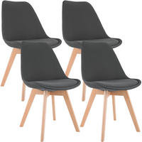 STUHL 4 Stoff Grau - Eukalyptusholzfarben/Grau, Holz/Textil (49/83/50cm) - CLP