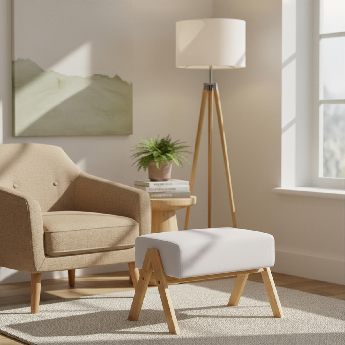 FUSSHOCKER - Multicolor, Holz/Textil (40/30/28cm) - Relaxdays