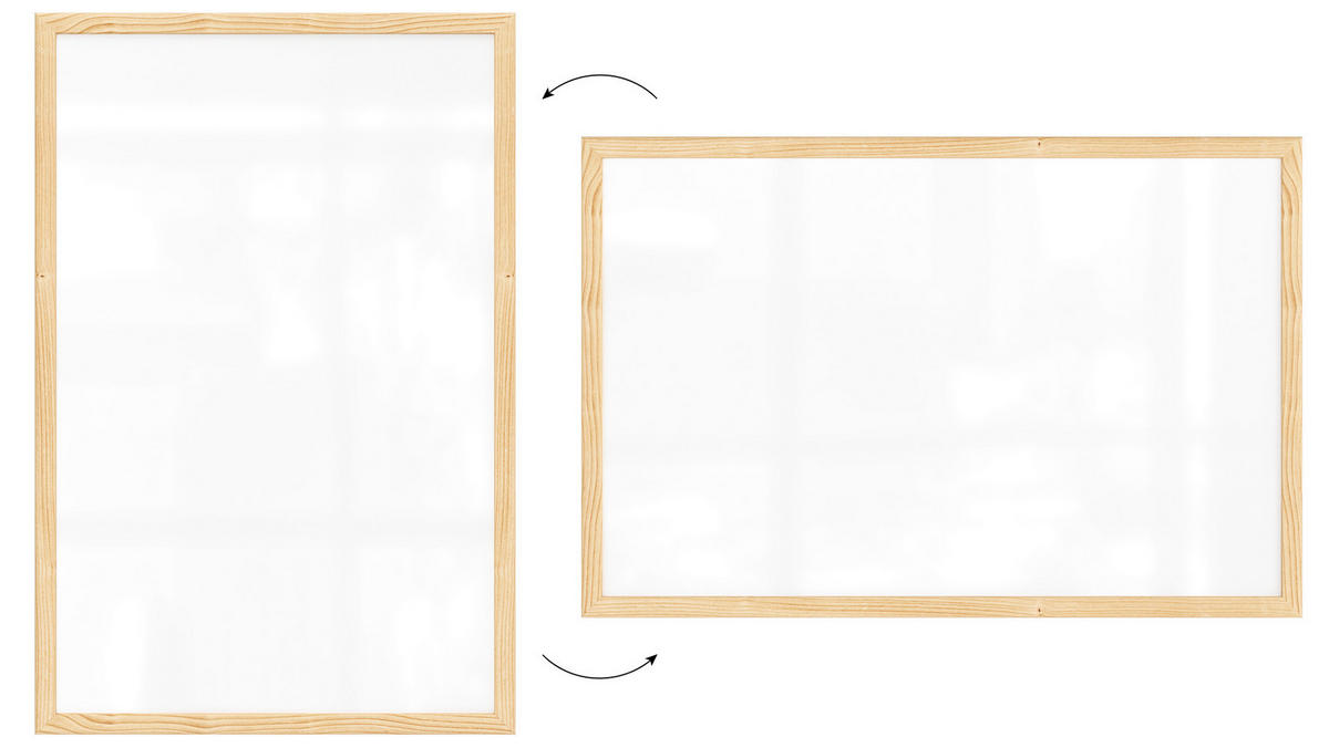 WHITEBOARD Magnetisch 60x40cm mit Naturholzrahmen - Weiß, Metall (60/40/1.5cm) - ALLboards