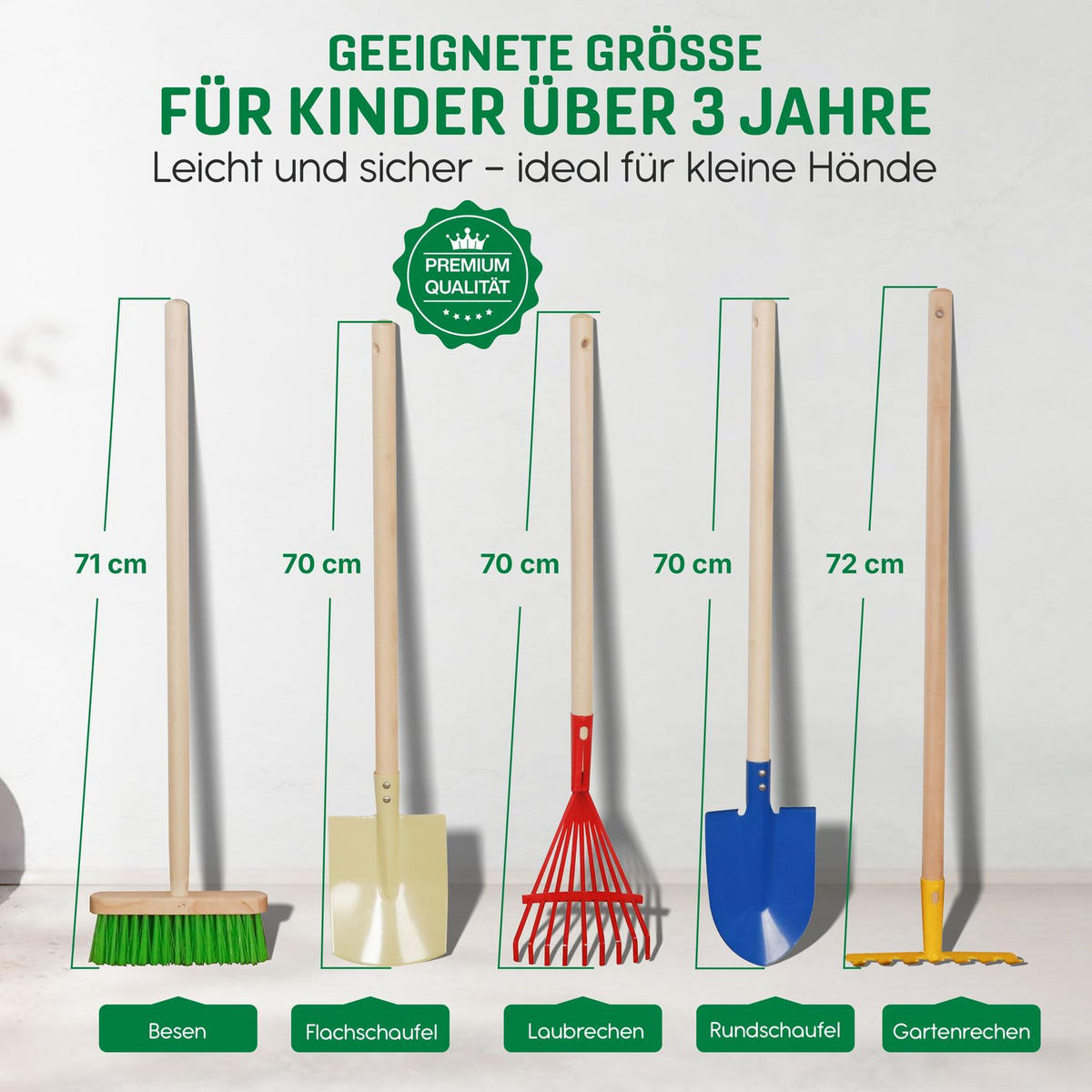 KINDER-GARTENGERÄTE 5 Teile - Multicolor, Holz (70/15/10cm) - Coemo