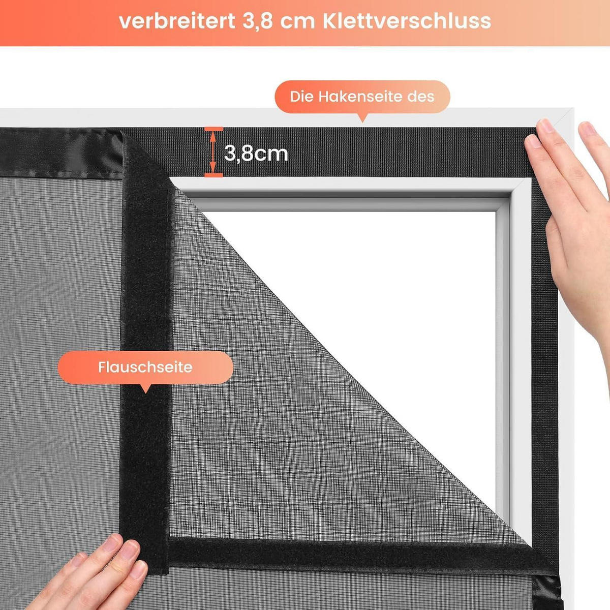 FLIEGENGITTER Tür für Balkon und Terrasse, ohne Bohren, schwarz - Schwarz, Textil (80/220/2cm)