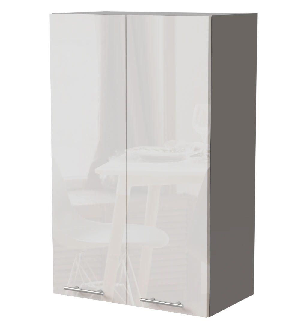 Feldmann-Wohnen Küchenhängeschrank Weiß Hochglanz, Grau 60x96x32.5 cm