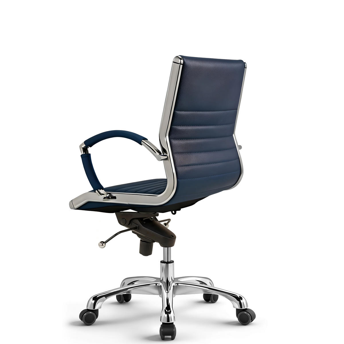 DREHSTUHL Montreal Echtleder Dunkelblau – ergonomisch, bis 150 kg, Sitzhöhe 46-54cm - Dunkelblau, Leder/Metall (60/97/60cm) - Versee
