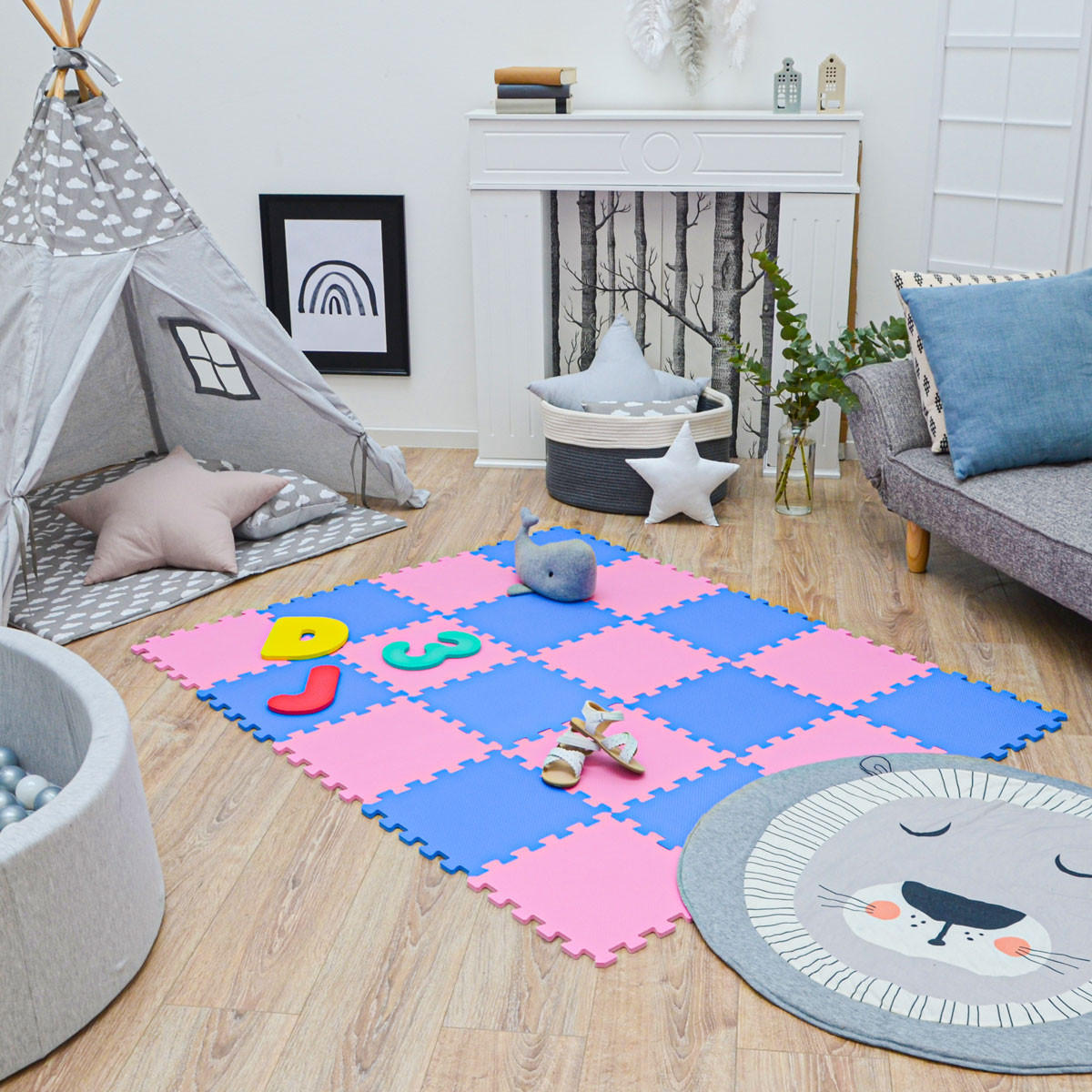 SPIELMATTE ab Null - 180/90/1 cm Puzzlematte Pink - Multicolor, Kunststoff (30/30cm) - Littletom