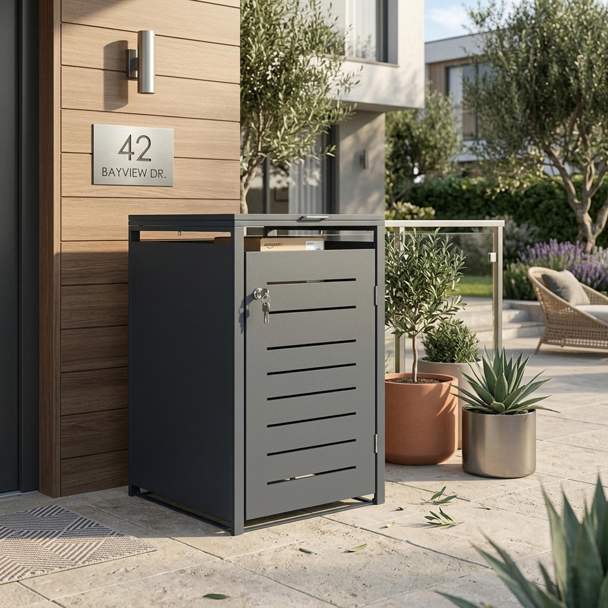 MÜLLTONNENVERKLEIDUNG London - Mülltonnenbox für 1 - Stahl verzinkt, anthrazit - Grau, Metall (66/116/80cm) - TPFGarden