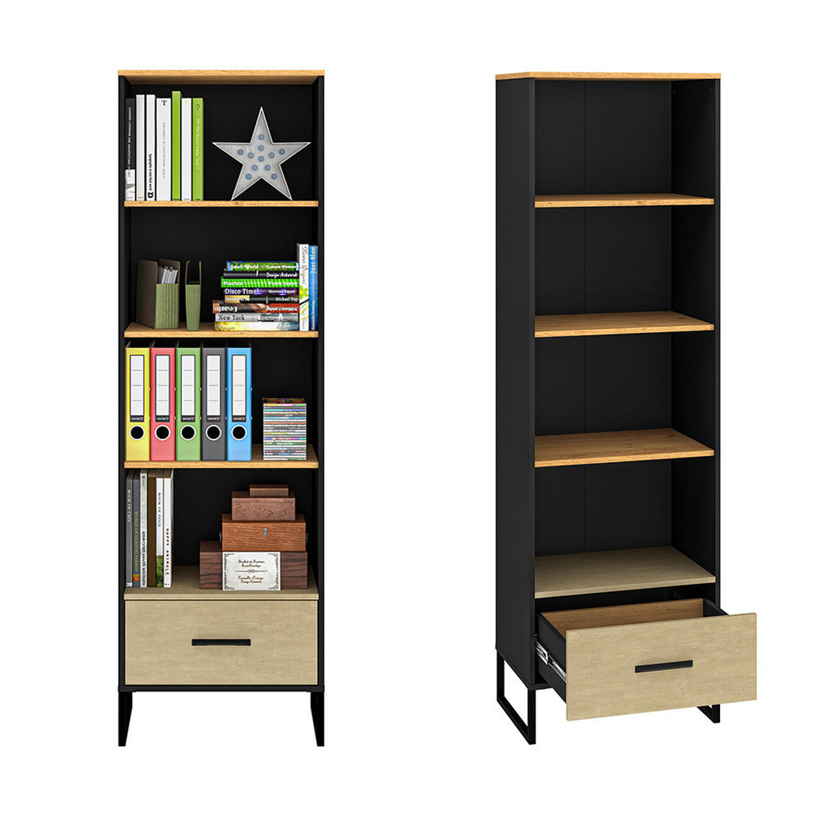 JUGENDZIMMER-SET 4-TLG. Casper-131 - Schwarz, Holzwerkstoff (410/190/55cm) - Lomado