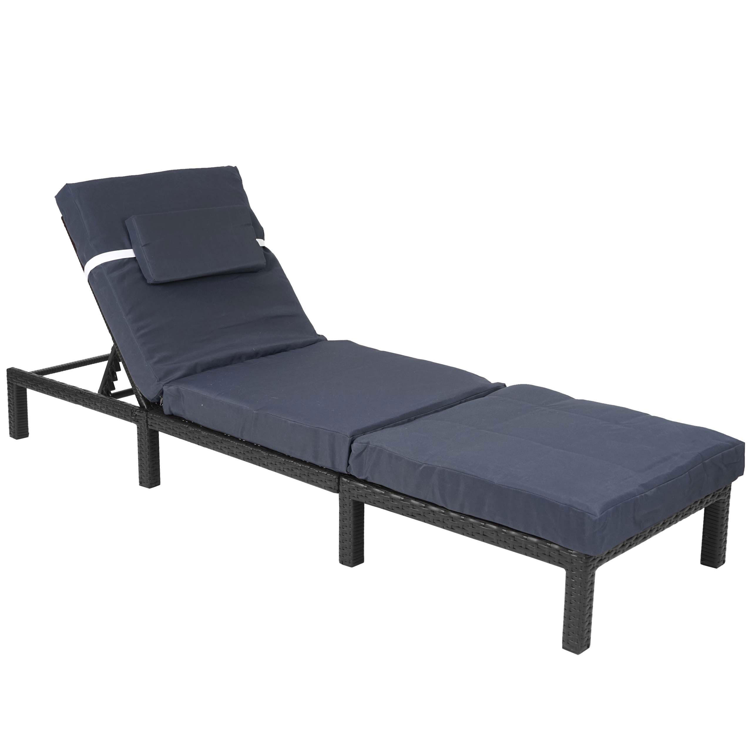 POLY-RATTAN SONNENLIEGE PREMIUM Anthrazit, Grau - Anthrazit/Grau, Kunststoff (60/71/198cm) - MCW