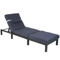 POLY-RATTAN SONNENLIEGE PREMIUM Anthrazit, Grau - Anthrazit/Grau, Kunststoff (60/71/198cm) - MCW