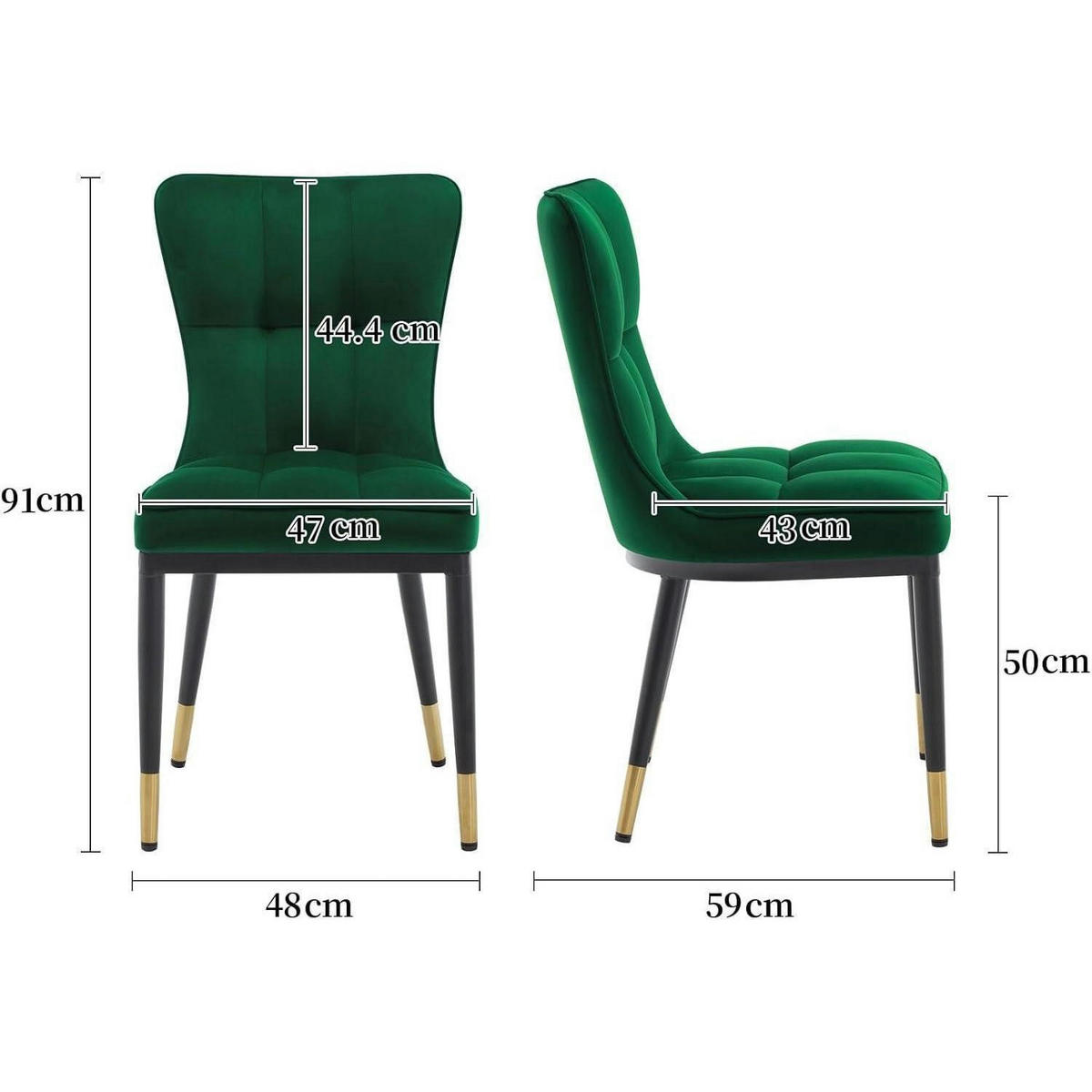 ESSZIMMERSTUHL 4er Set Samt Grün - Grün, Textil (59/91/43cm)