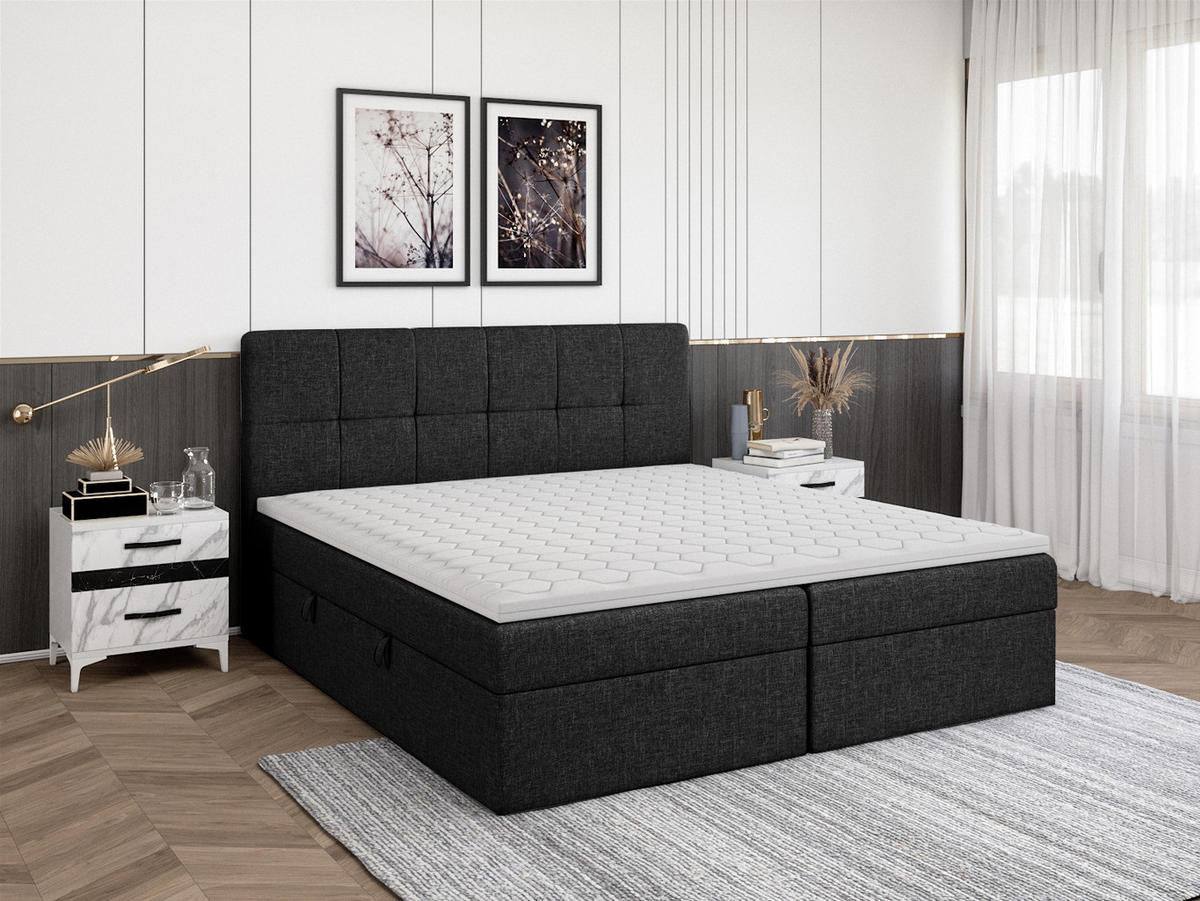 BOXBETT Mokpo 140x200 cm, Schwarz - Schwarz, Textil (140/200cm) - Fedve