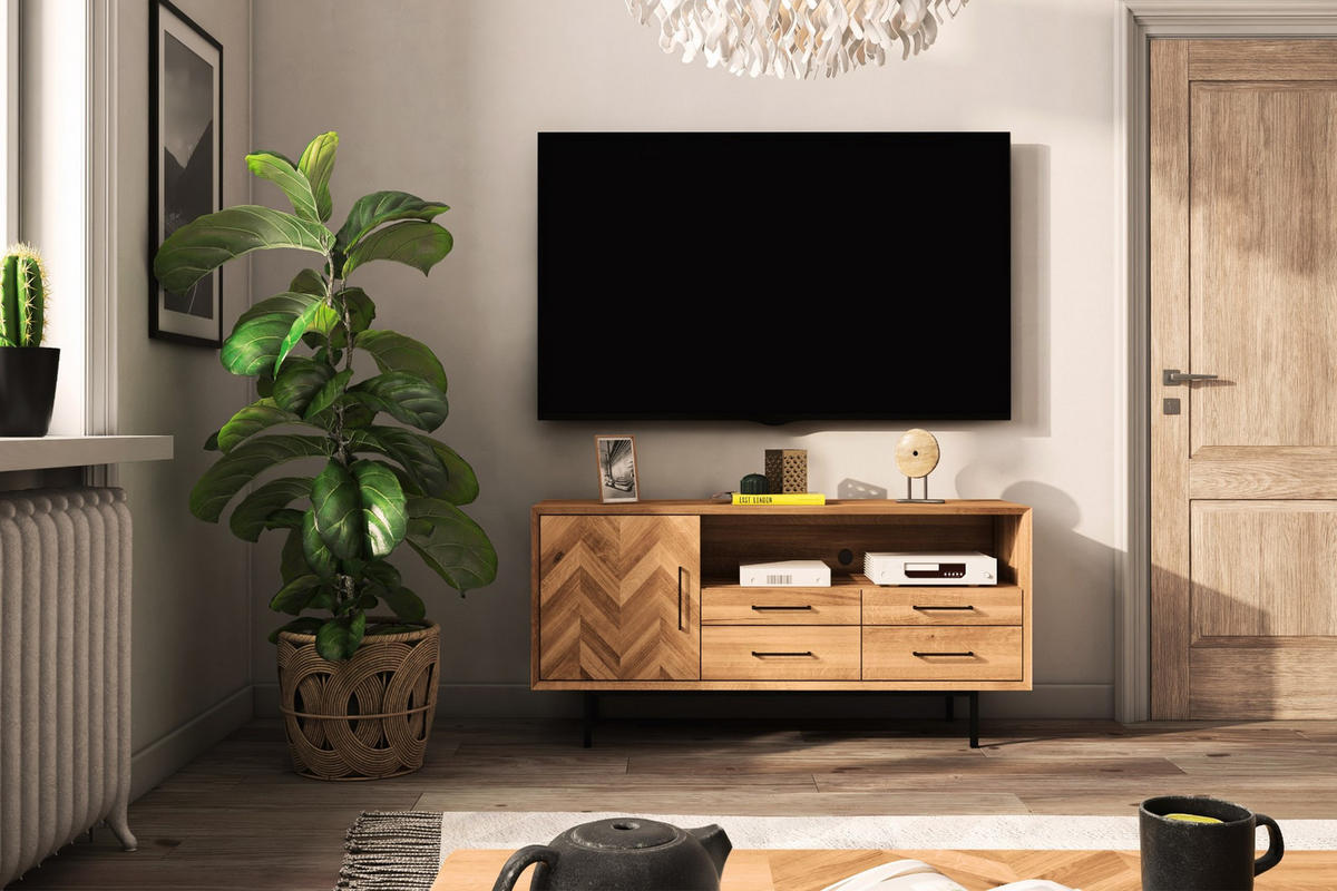 TV-STÄNDER BREIT LEON Wildeiche - Wildeiche, Holz (144/65/45cm) - byoak