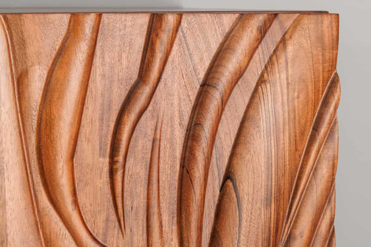 HIGHBOARD FLUI Akazie Braun 120cm - Schwarz/Braun, Holz/Metall (100/120/38cm) - riess-ambiente