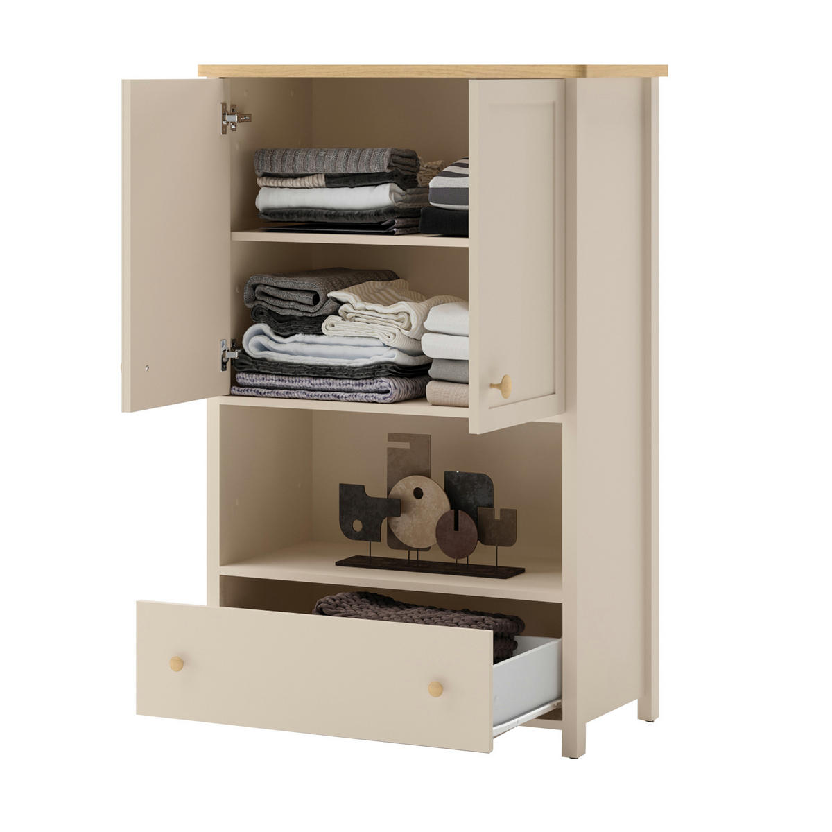 KINDERKOMMODE STORY 11 - Eichefarben/Beige, Holzwerkstoff (85/131/42cm) - Meblini