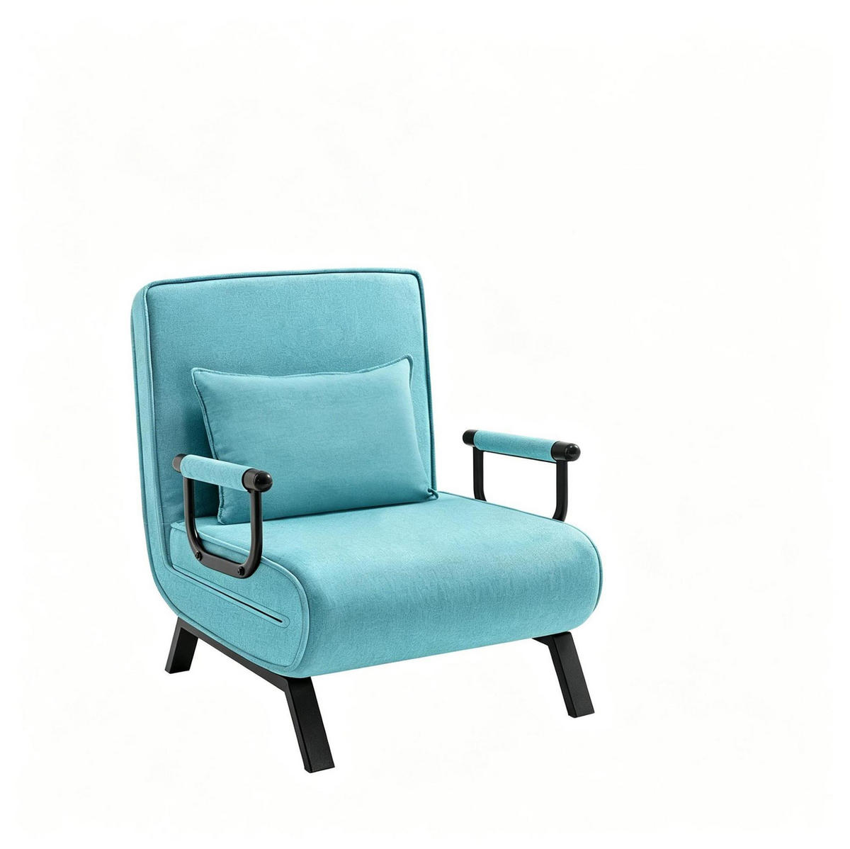 SCHLAFSESSEL 80/74/82 cm blau aus Leinen und Metall mit Bettfunktion - Blau, Textil (74/26/190cm) - OKWISH