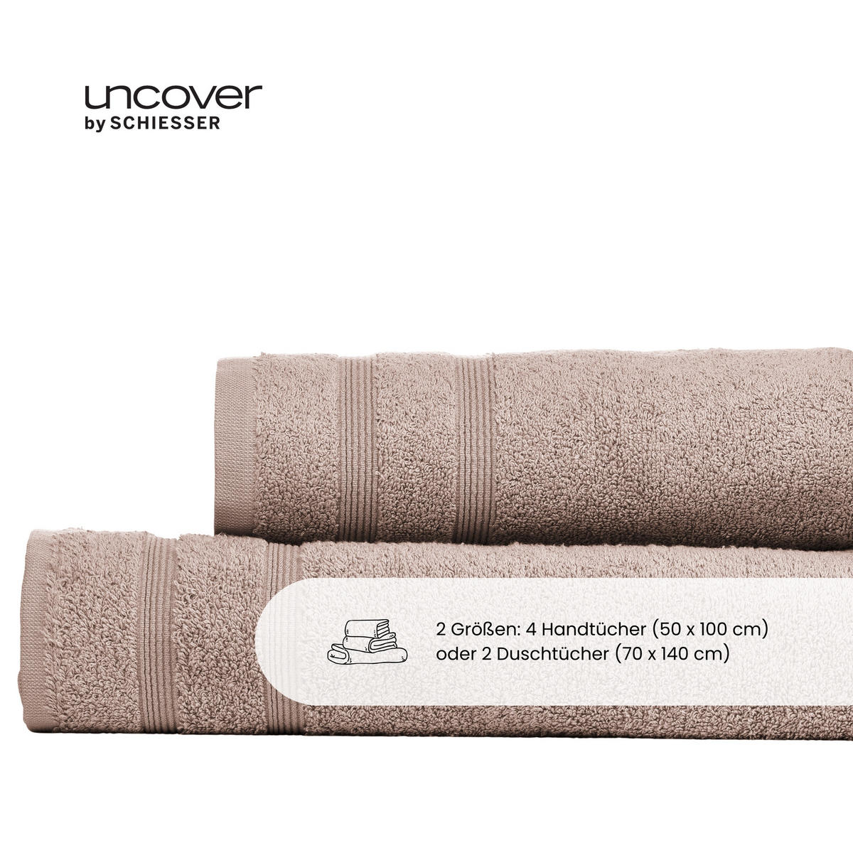 DUSCHTUCHSET Brooklyn - 2-teilig - 70 x 140 cm - Taupe - Taupe, Textil (70/140cm) - Uncover by Schiesser