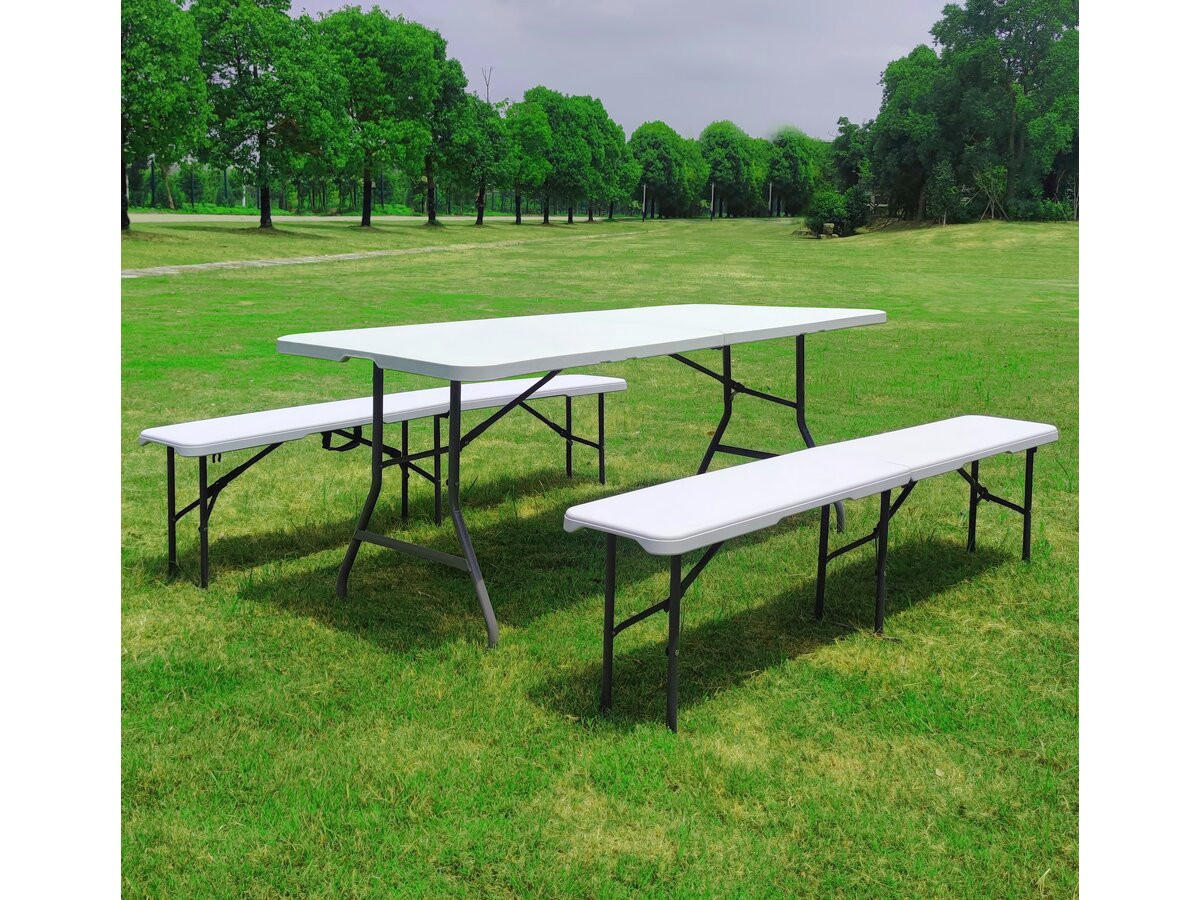 GARTEN-ESSMÖBELENSEMBLE foldy - Weiß, Metall - Habitat Garten