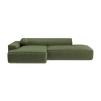ECKSOFA LINKS Rastergewebe Olivgrün 260cm - Olivgrün, Textil (155/260cm) - Sia Home