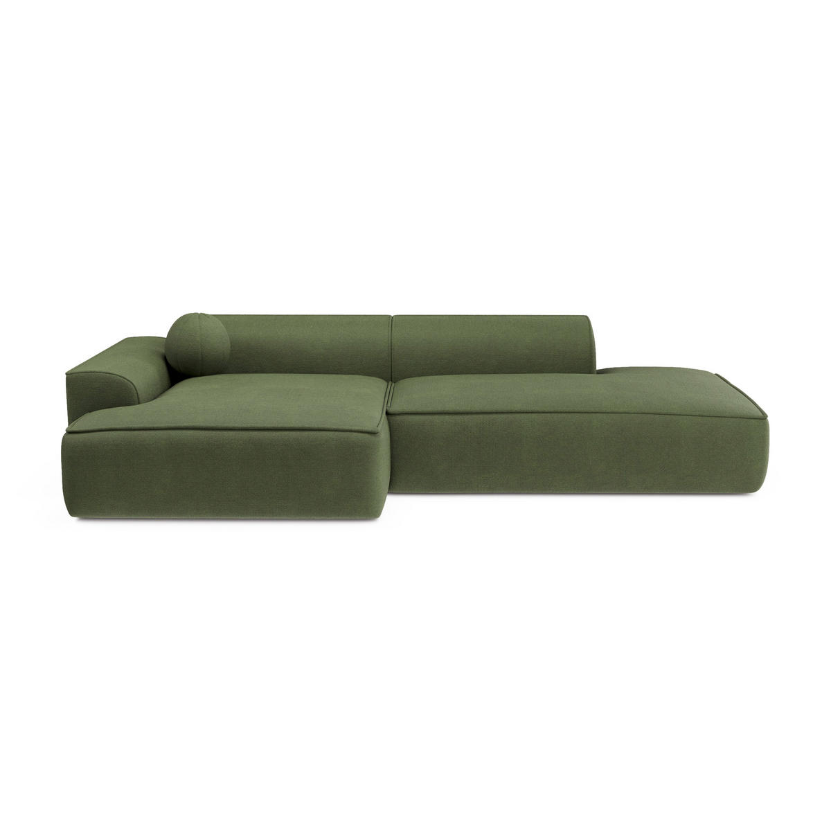 ECKSOFA LINKS Rastergewebe Olivgrün 260cm - Olivgrün, Textil (155/260cm) - Sia Home