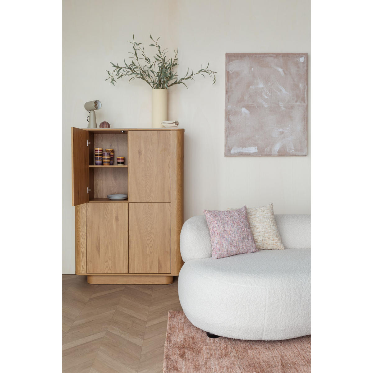 AUFBEWAHRUNGSSCHRANK Almira Marmoroptik Natural - Naturfarben, Holzwerkstoff (100/140/40cm) - Housecraft Living
