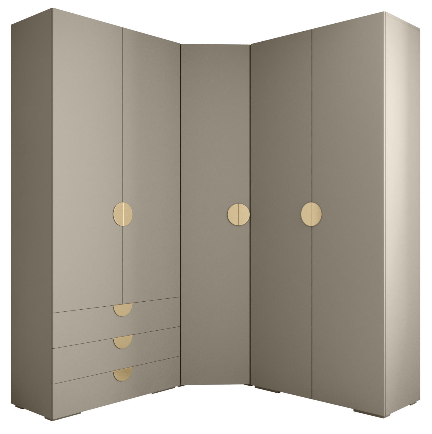 Abiks Möbel Garderoben-Set Kaschmir, Gold 181.7x236.7x47 cm