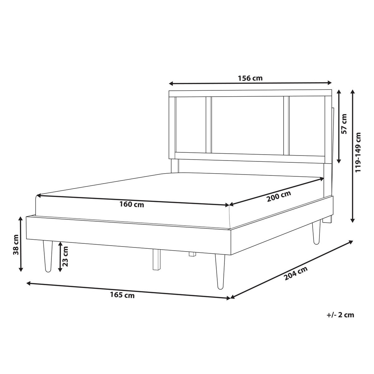 POSTEL s LED 160/200 cm Kaučukovníkové dřevo Hnědá Auray - hnědá, dřevo (160/200cm) - Beliani