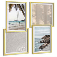 BILDER SET 4er Set - 50x50 cm & 40x60 cm Goldrahmen - Sommerlicher Sandstrand mit Meerblick - Goldfarben, Kunststoff (50/50cm) - TULUP