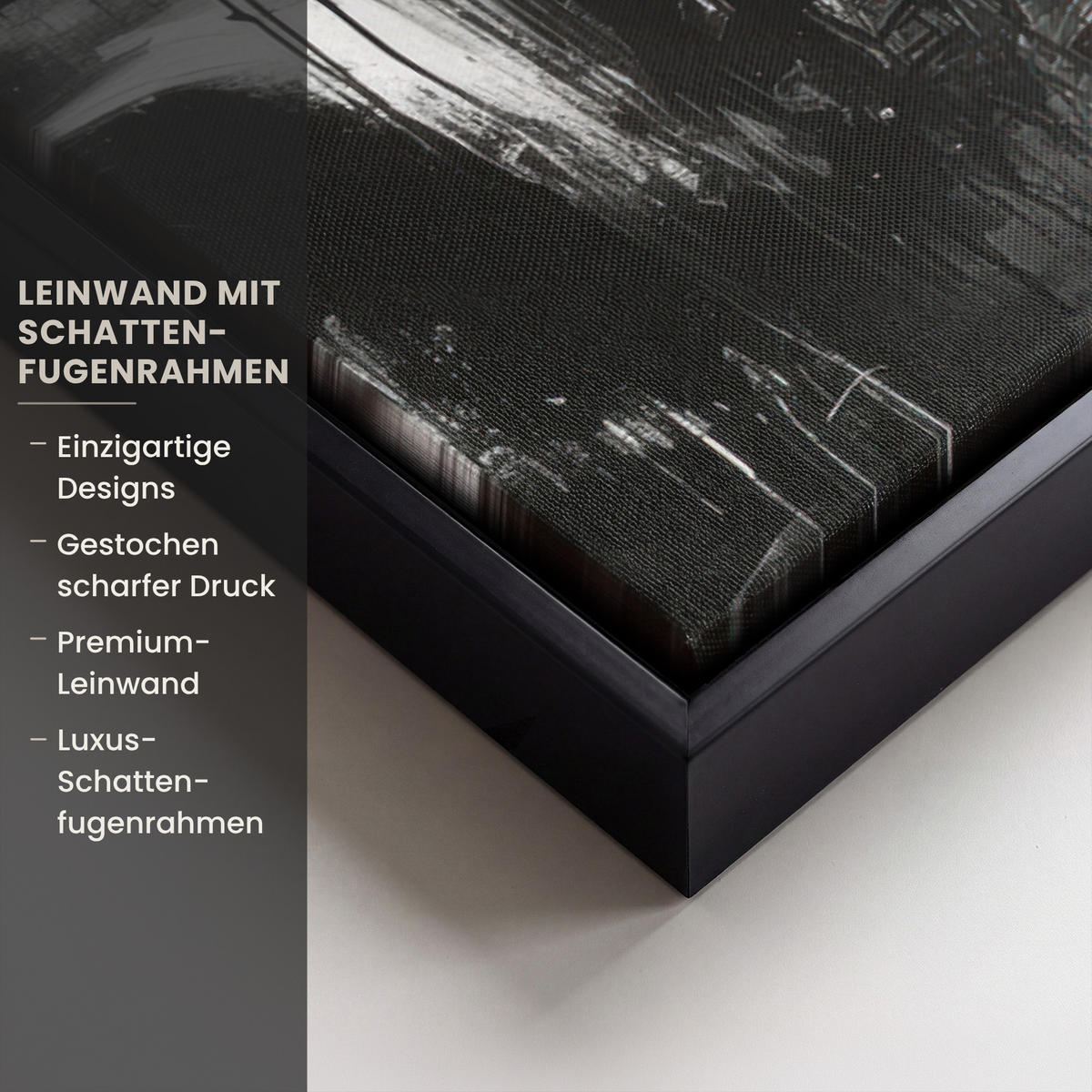 LEINWAND Bilder mit Rahmen - Malerei - Figuren - Schwarz - Abstrakt - 100x70 - Schwarz, Textil (100/70cm) - MuchoWow