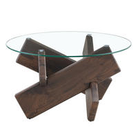 COUCHTISCH 79/45 cm transparent und Walnuss aus MDF und Glas mit Kreuzgestell - Klar, Holzwerkstoff (79/79/45cm) - OKMYHOME