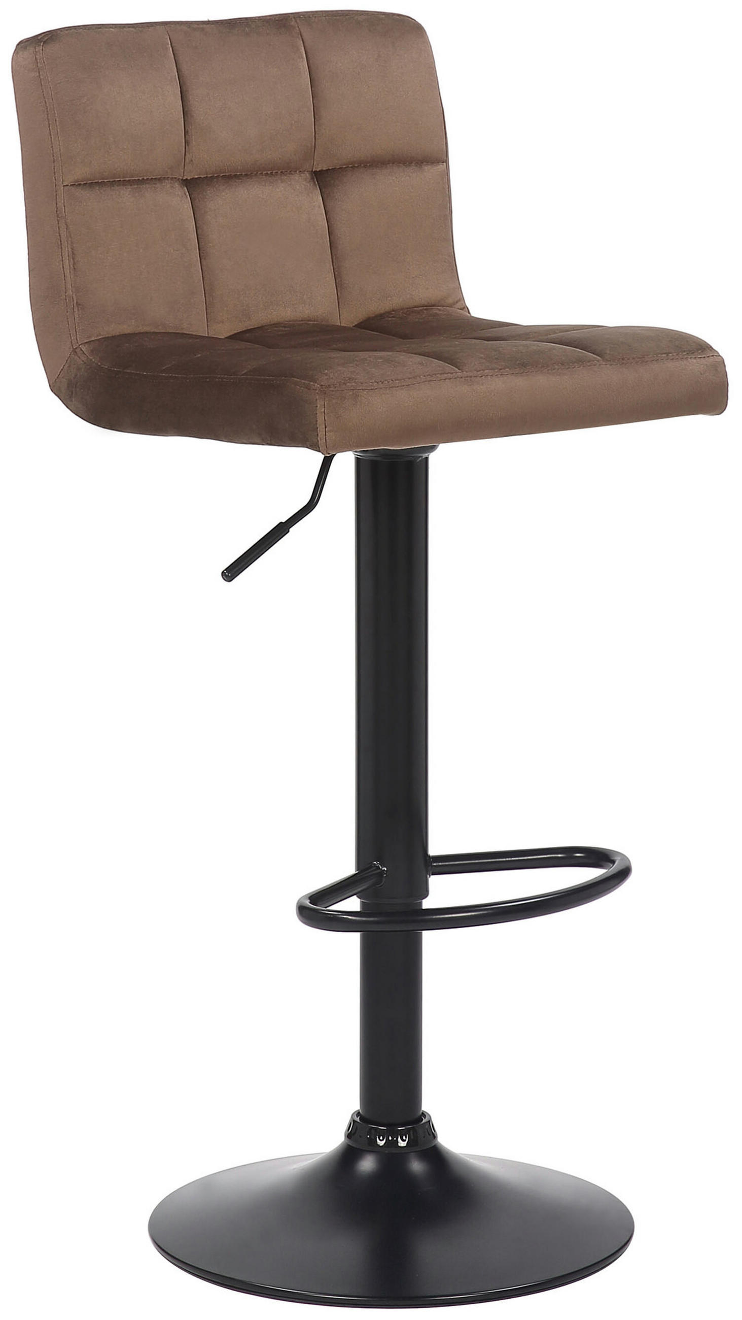 BARHOCKER Fani, Gestell schwarz, Samt Braun - Schwarz/Braun, Textil/Metall (40/85/40cm) - TPFLiving