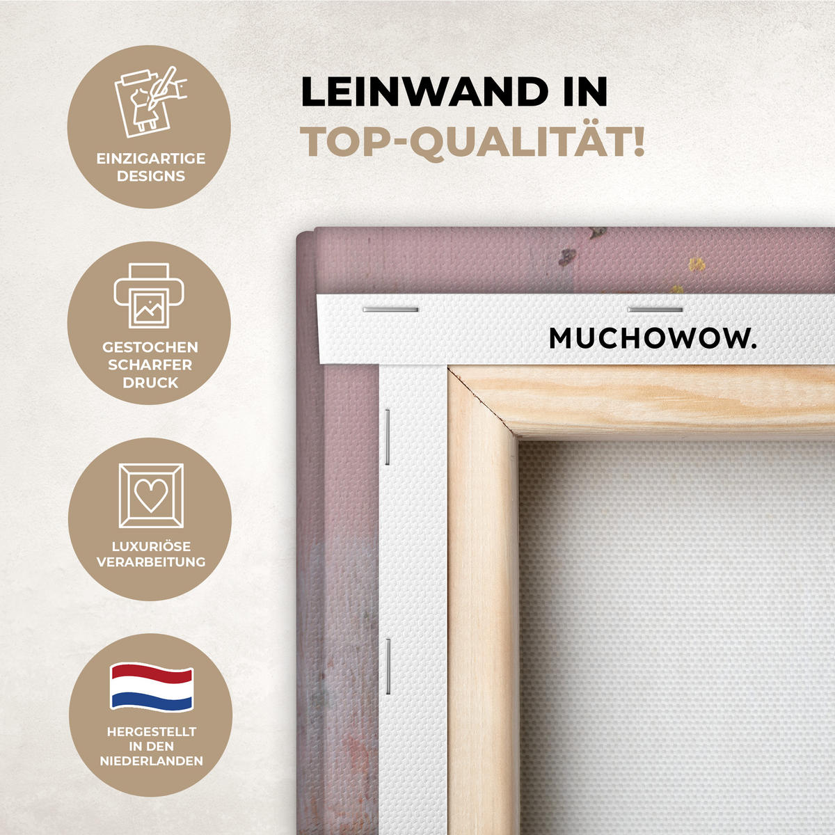 LEINWANDBILD Malerei - Blumen - Rustikal - Rosa Wanddeko 40x60 cm - Altrosa, Textil (40/60cm) - MuchoWow