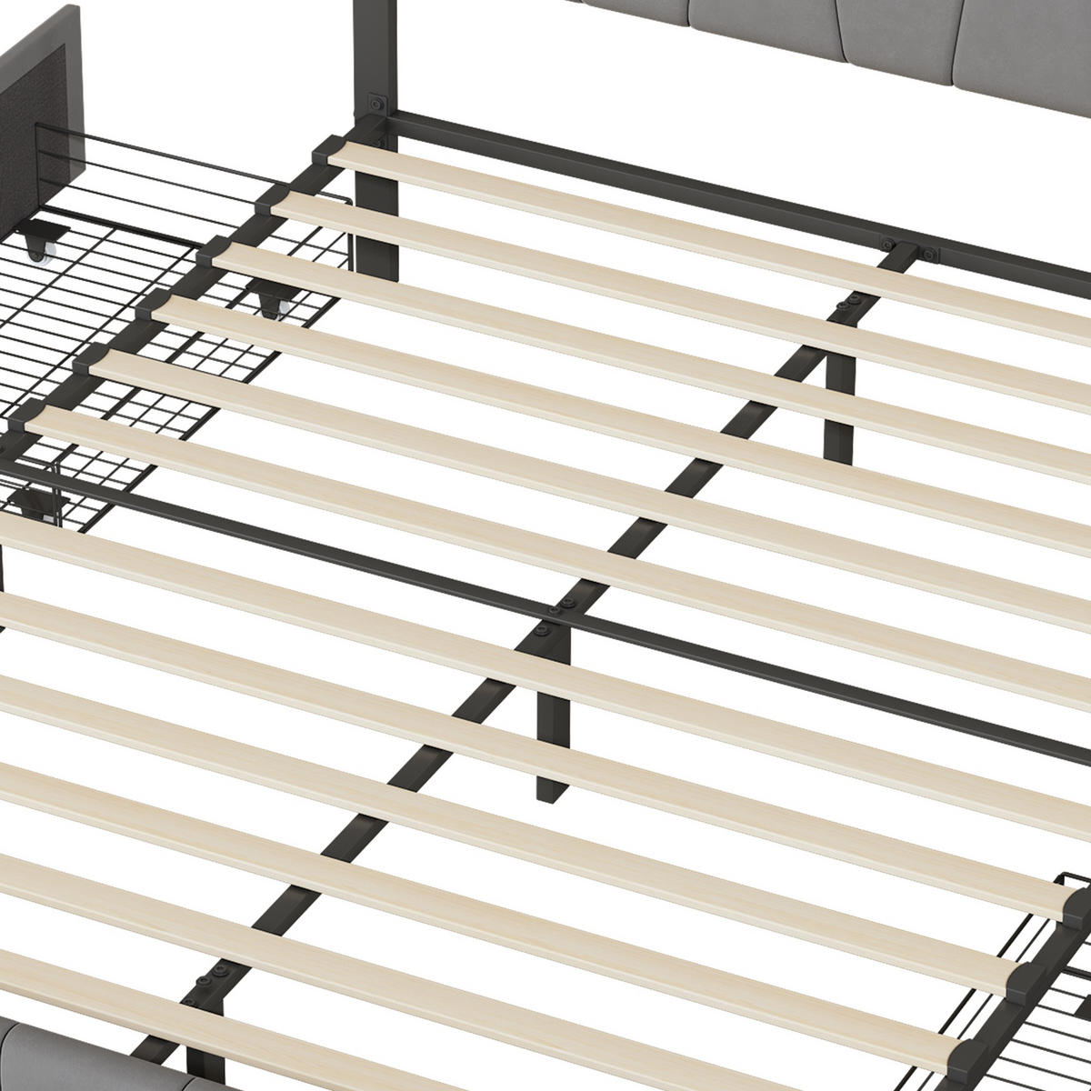 BETT 160/200 cm, mit 4 Schubladen, Samtstoff, modernes Design, Erwachsenenbett, Grau - Grau, Textil (160/200cm) - Waldena