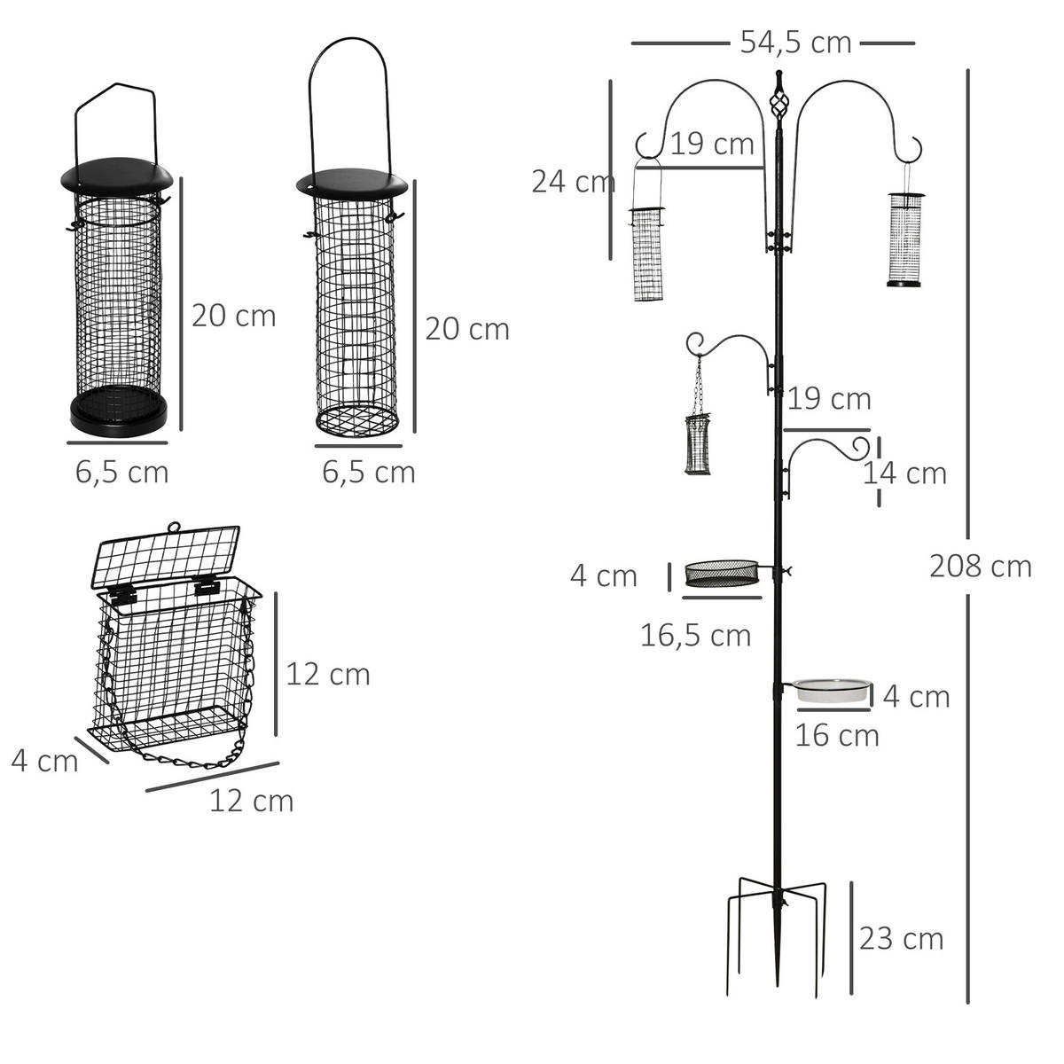 VOGELFUTTERSTATION DE-10737 Schwarz - Schwarz, Metall (54.5/208/54.5cm) - ComfortXL